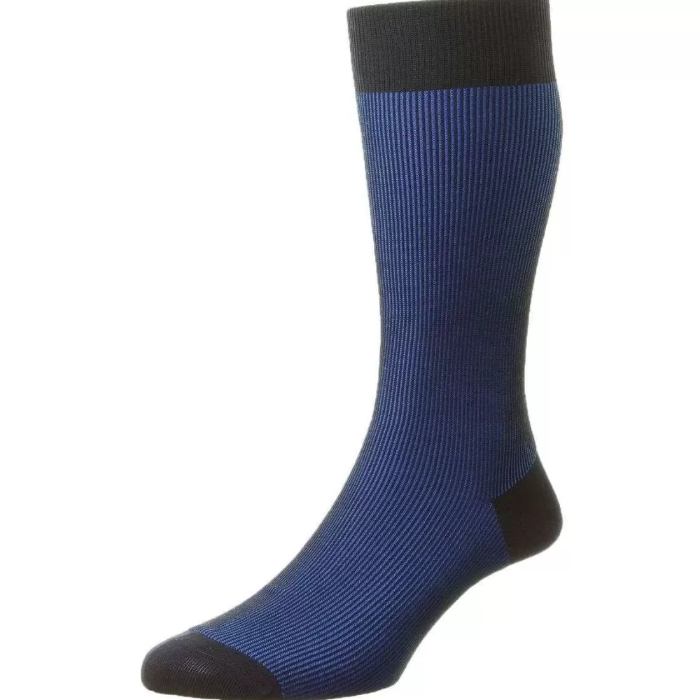 Pantherella Men's Socks^Navy Santos Cotton Fil D'Ecosse Socks
