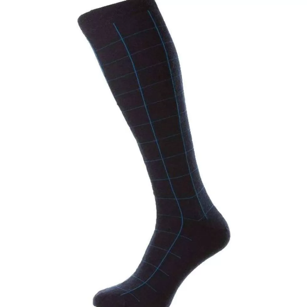Pantherella Men's Socks^Navy Westleigh Merino Wool Over The Calf Socks