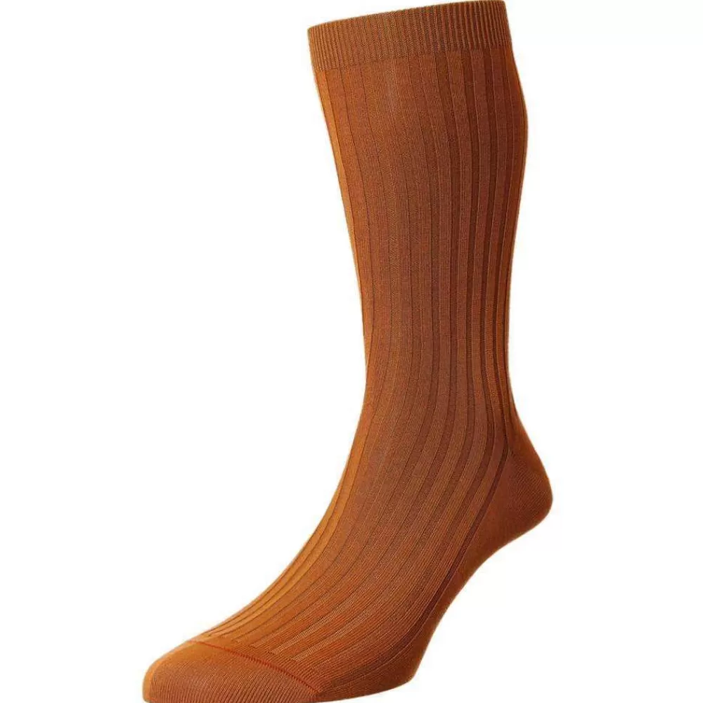 Pantherella Men's Socks^Orange Danvers Cotton Lisle Socks