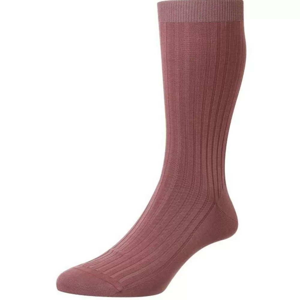 Pantherella Men's Socks^Pink Danvers Cotton Fil D'Ecosse Socks