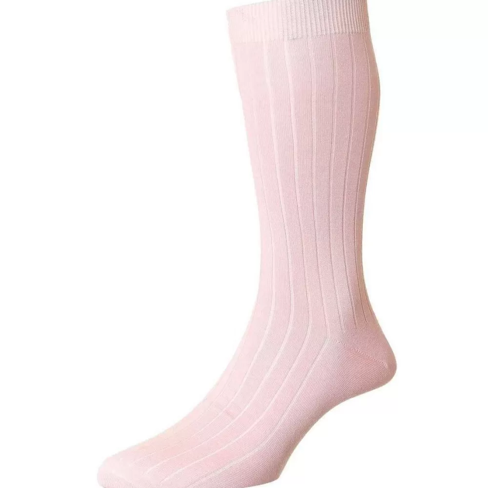 Pantherella Men's Socks^Pink Pembrey Sea Island Cotton Socks