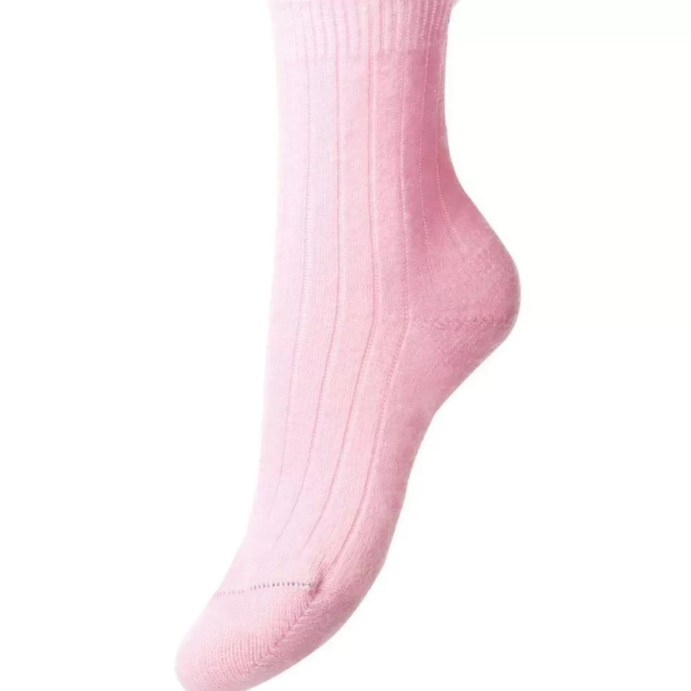 Pantherella Women's Socks^Pink Tabitha Rib Cashmere Socks