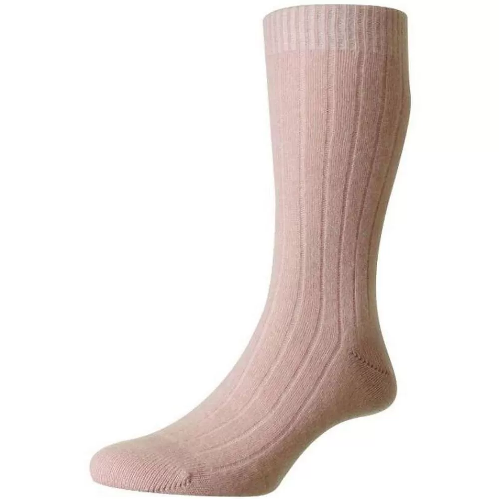 Pantherella Men's Socks^Pink Waddington Cashmere Socks