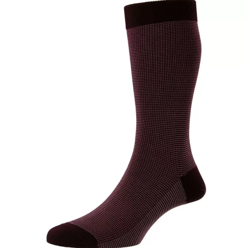 Pantherella Men's Socks^Red Tewkesbury Cotton Fil D'Ecosse Socks