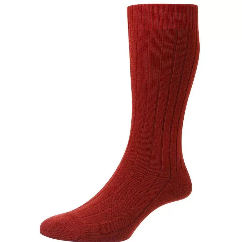 Pantherella Men's Socks^Red Waddington Cashmere Socks