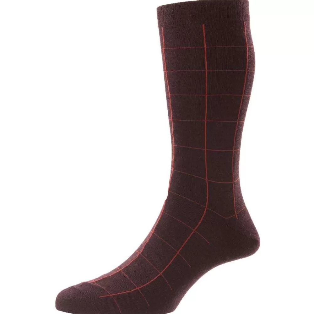 Pantherella Men's Socks^Red Westleigh Merino Wool Socks