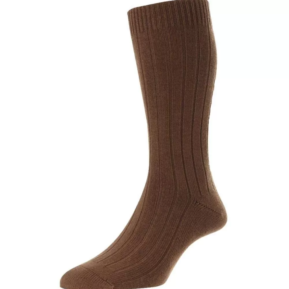 Pantherella Men's Socks^Tan Seaford Organic Cotton Socks