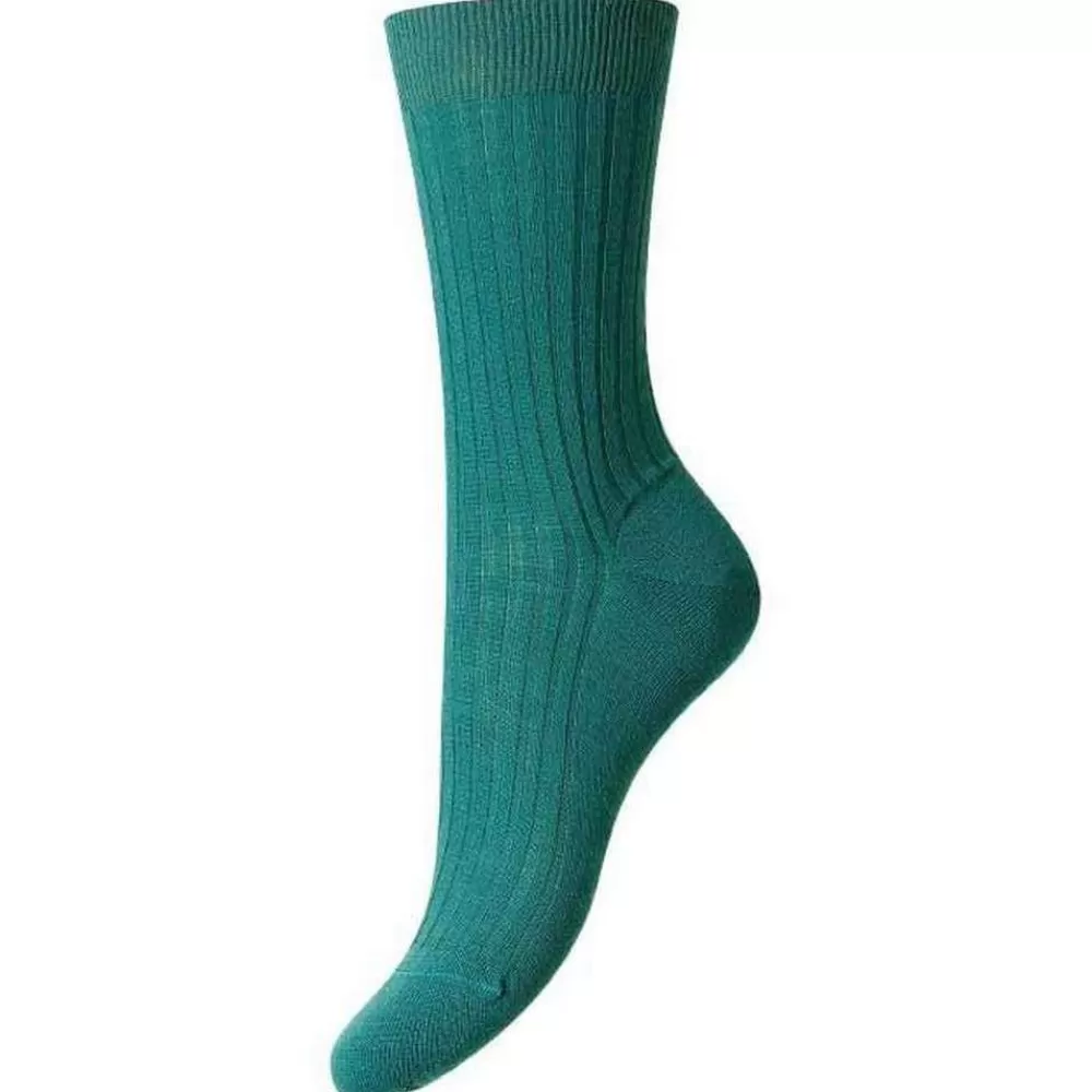 Pantherella Women's Socks^Turquoise Rose Merino Wool Socks