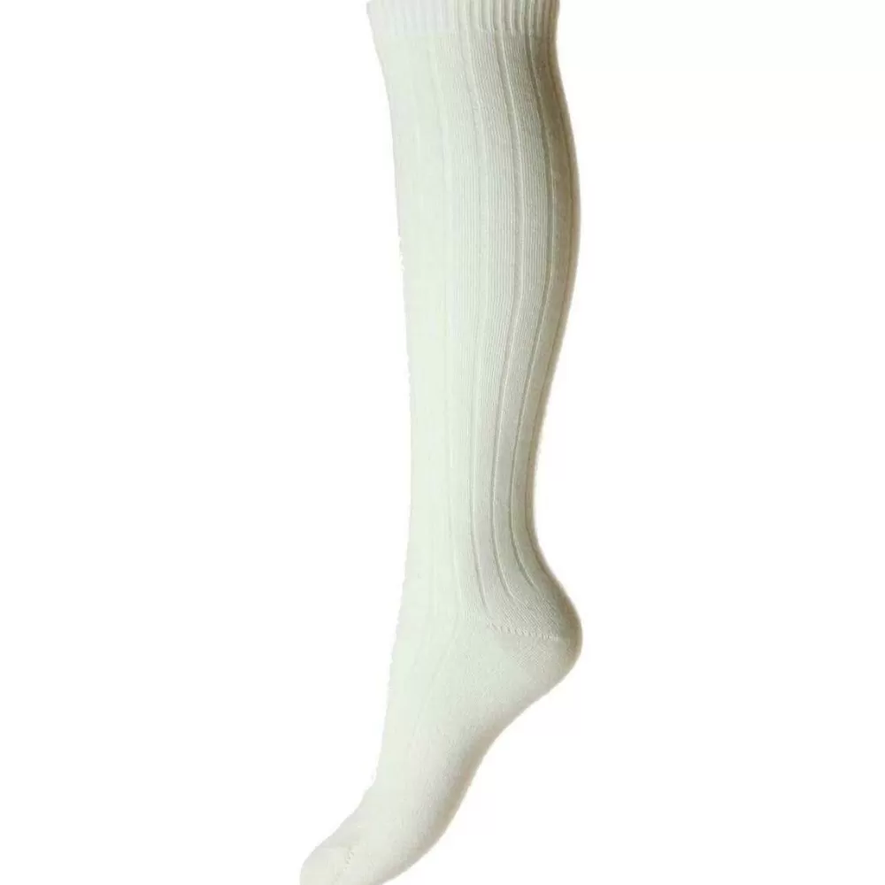 Pantherella Women's Socks^White Tabitha Ribbed Cashmere Knee High Socks