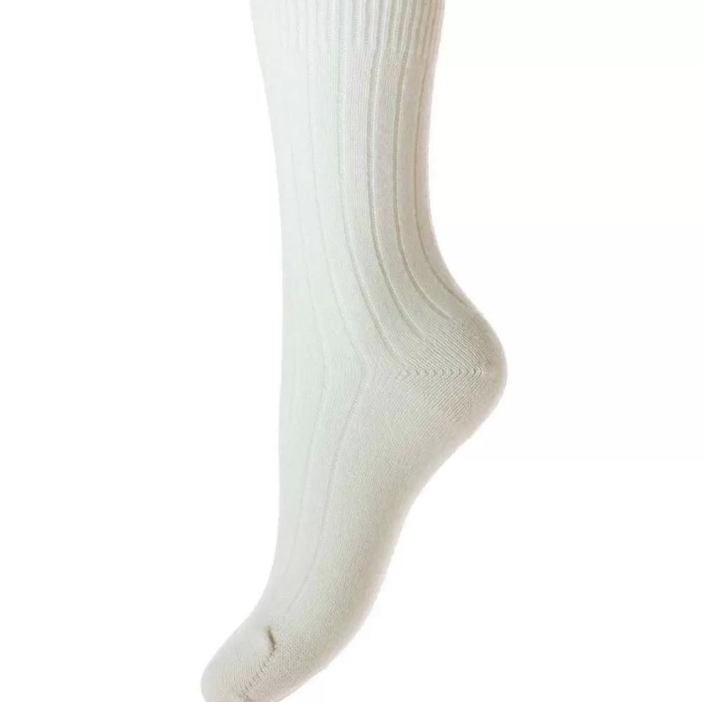 Pantherella Women's Socks^White Tabitha Ribbed Cashmere Socks