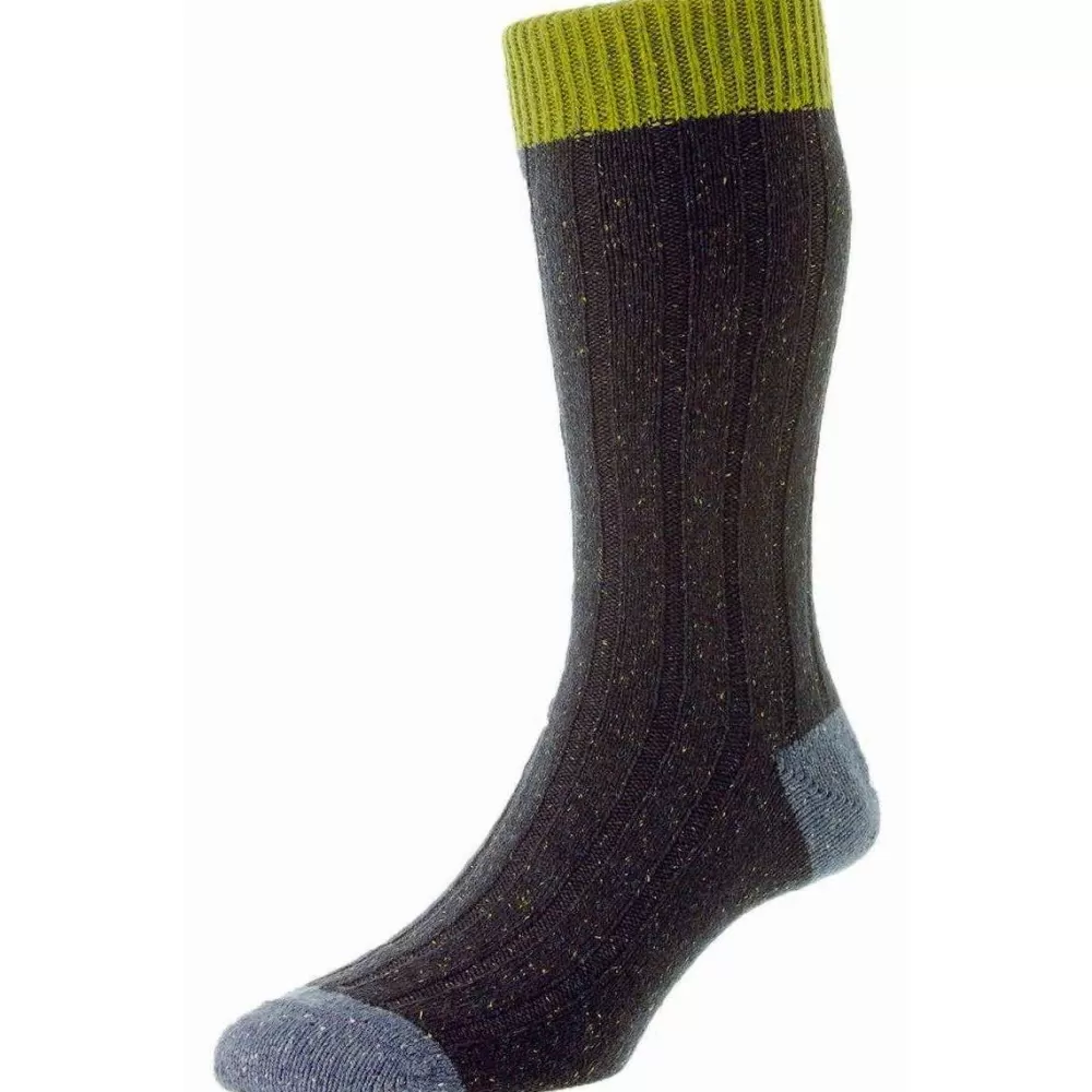 Scott Nichol Men's Socks^Navy Thornham Merino And Silk Socks
