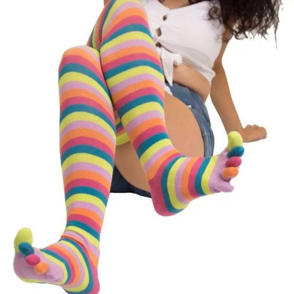 TOETOE Men's Socks^Pink Essential Striped Over The Knee Socks