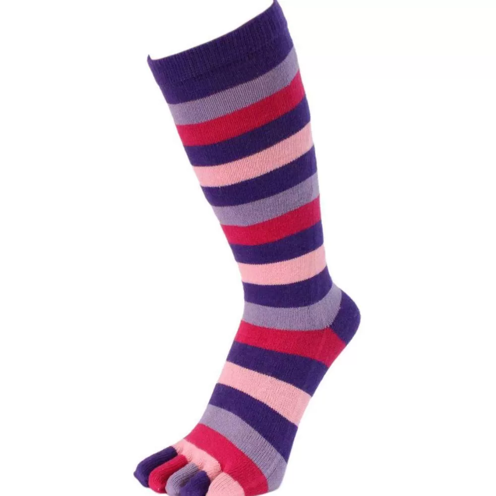 TOETOE Men's Socks^Purple Stripy Toe Socks